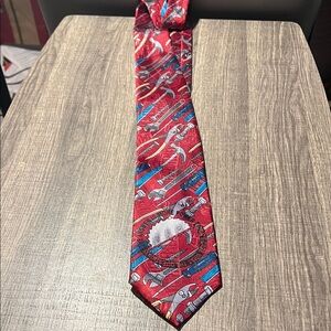 Vibrant Red Tie with Tool Designs